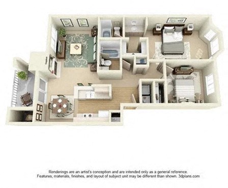 Capitol City 2 Bedroom 2 Bath Floorplan